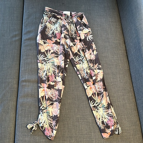 Vintage Floral Print Silk Pants sz. XS Morgan Carper - Picture 2 of 6